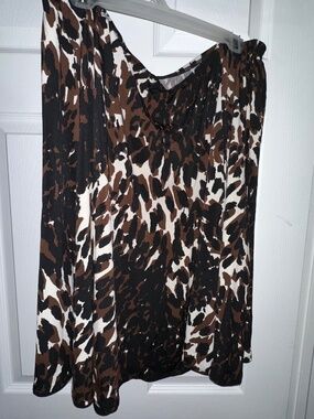 Cleo Animal Print Flowy Skirt Size XXL Brown Black White